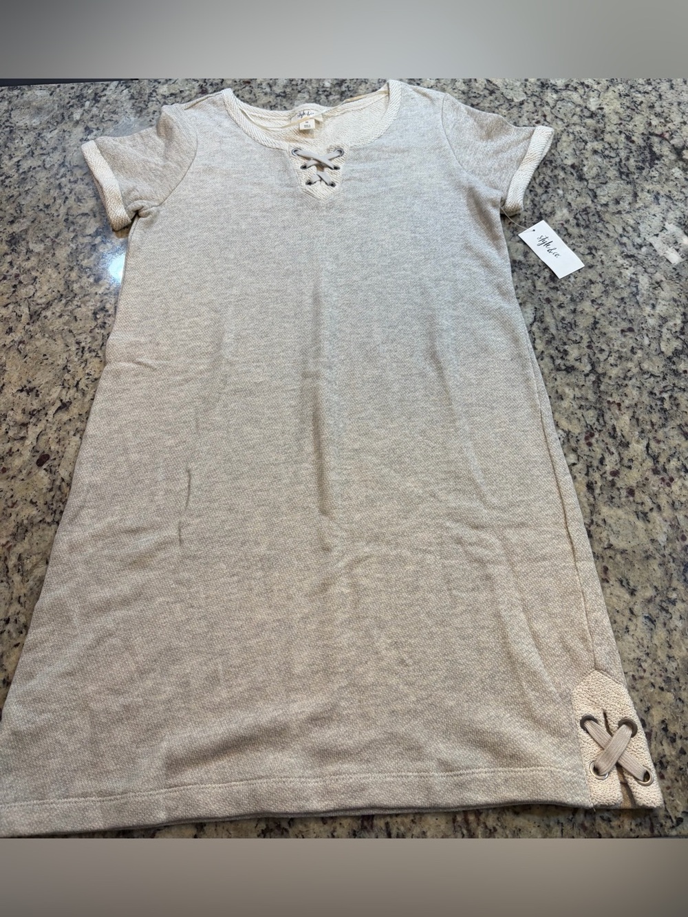 Style & Co. Cream Lace-Up Accent Lounge Dress